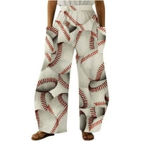 Amlbb Žene Ležerne prilivne hlače udobne bejzbol ispisane boje hlače u boji labave hlače pantalone sa džepovima na klirensu