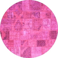 Ahgly Company u zatvorenom okruglim patchwork ružičastim prelaznim prostirkama, 7 'runda