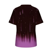 Žene Ljetne bluze Ženska V-izrez Kratki rukav Pulover Tunic Tops Modni Ležerne tipke T-majice Tee Purple
