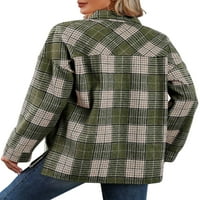 Bomotoo ženski gumb niz casual majice Jakne rever vrat labava tunika košulja Rad sa jednim grudima pletene vrhove zelene 3xl