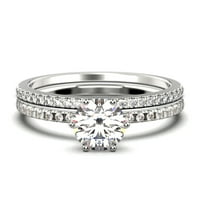 Prekrasna Art Deco 1. Okrugli rez dijamantski moissan zaručnički prsten, vjenčani prsten, jedan odgovarajući