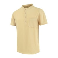 Muški casual pola majice Trendy s kratkim rukavima Henley majice Jednobojna boja Osnovna majica Loose