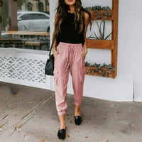 Slatke hlače za žene Trendy Women Modni solid labavi Ležerne prilike za vuču hlače ružičaste l