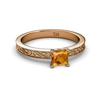 Citrinski pomični pasijans zaručnički prsten 0. Carat u 14k ružičastog zlata.Size 7.5