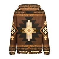MLQIDK ženske modne dukseve i duksevi Aztec dukseri Geometrijski džemper s dugim rukavima boja blok