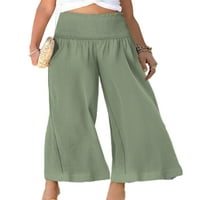 Sanviglor dame hlače elastična struka Palazzo Pant Solid Boja casual pantalona za odmor svijetlo zelene