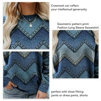 Ženski pulover za pulover sa okruglim vratom, jumper Top geometrijsko štampanje Ležerne prilike