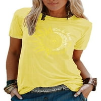 Ženska majica Suncokret Print Tops kratki rukav Tee boemska majica Loungewear Top Yellow 3xl