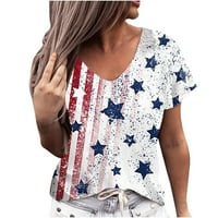 Ženska Dan nezavisnosti Ispiši V izrez Casual majica s kratkim rukavima, majica s kratkim rukavima za