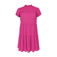 Proljetne haljine B91XZ za žene Čvrsta boja kratkih rukava s kratkim rukavima visoka struka Ženska jednostavna