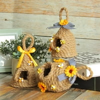 Pčelinji koš dekor ornament ukrasi okrugli umjetni suncokret festival tkani konopsko užad