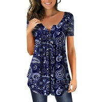 Havajske majice za žene pulover vrhove tens cvjetni print tamno plavi s