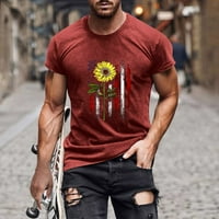 YieVot 4. jula Streetweward majica za muškarce Cleariance Modne grafičke majice Muškarci Ležerne prilike Kružni vrat 3D digitalni ispis Pulover Fitness Sports Storys Bluza rukavica