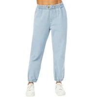 Teretne hlače Žene Visoki struk traperice Slim Fit elastični struk Jeans Stretch Termalne toplo obložene