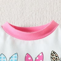 Kid Baby Girl Outfits Odjeća za odjeću TODDLER Uskršnji kratki rukav Crtani zečji odštampani majica