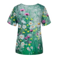 Ženski trendy V izrez s kratkim rukavima Cvjetno casual labav majica Top bluza Dame izlazi plus veličina
