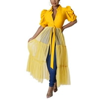 Košulje za žene Čvrsta boja V-izrez kratki rukav Bodycon asimetrična ruffle tunika vrhova Streetwear