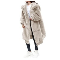 Outfmvch gornji usjeva za žene zimska moda plus veličina duga jakna dame toplo s kapuljačom nadogradnje