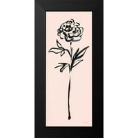 Schlabach, Sue crni moderni uokvireni muzej umjetnički print naslovljen - cvjetna linija II na ružičastoj boji