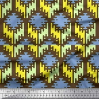 Soimoi plava pamučna kambrička tkanina Aztec Geometrijski tiskani tkaninski dvorište širom