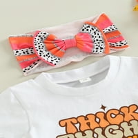 BMNMSL Baby Day za Dan zahvalnosti Postavlja kratki rukav majica Striped Hratke Set za glavu