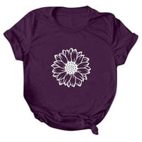 Scyoekwg Zapadne majice za žene kratki rukav casual cvjetni print Crewneck Grafički tee Trendy Comfy