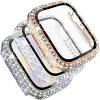 Kristalni dijamantski blagi se kompatibilni s Appleam sačavnim zaštitnim branikom s kaljenim štitnikom za iWatch serije SE, Rosegold Rainbow Clear