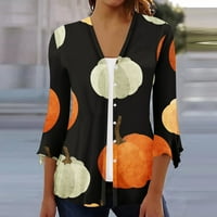 Kardni za žene Ljeto Jesen Trendy rukava Noć vještica Odštampan otvoreni košulje s prednjim gumbima