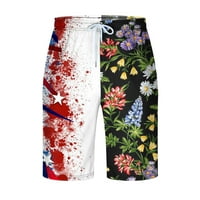 Fartey muške četvrtine jula kratke hlače Američka zastava cvjetni patchwork Print Beach Lounge Kratki