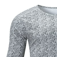 Muške majice casual geometrijski tisak dugih rukava dugih rukava okrugla vrat majica bluza muške majice
