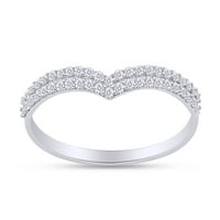 0. CARAT Okrugli rez bijeli prirodni dijamant Chevron V oblikuje vjenčani prsten za vjenčanje u 14k