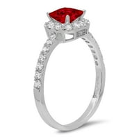 1. CT briljantna princeza Clear Simulirani dijamant 18k bijeli zlatni halo pasijans sa akcentima prsten