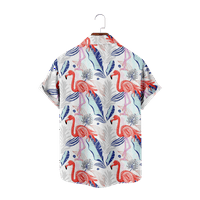 Zeleni list i flamingos Boy Boy Beach cvjetna cvijeća košulja Havajski kratki rukav ljetni dječji dječački