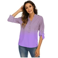 Žene dugih rukava dolje majica Loop Fit Crew vrat Ležerne prilike Trendy Basic Bluza