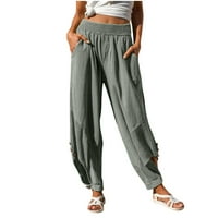 Ženska ležerna džepna elastična elastična struka mreža za rezanje hlača FIT Style Fla pantalone Ljetna
