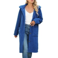 SNGXGN Ženski dvostruki kaput od graška zimi otvorena prednja jakna s dugim jaknom kaputa od kaputa