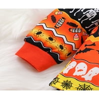 TODDLER Baby Girl Boy Halloween bundeve Candy Print Crew Crw Crt dugih rukava Tors + Casual Hlače postavljene