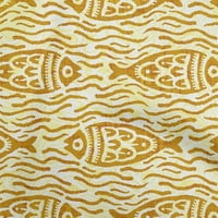 Onuone svilena tabby tamna senf tkanina azijska blok riba šivaće tkanina od dvorišnog tiskanog diy odjeća širine