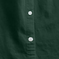 Tking Fashion Weos Lad dugi rukav čvrsti vrhovi Ljeto V izrez Posteljine majice Green XL