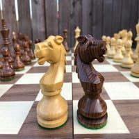 Šah reproduciran vintage 1950-ih Circa Bohemia Staunton serija Njemački u Sheesham & Bo Wood - 3.9 kralj