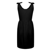 Clearsance Ljetne haljine za žene bez rukava Mini modna puna okrugla dekolte dress crna s