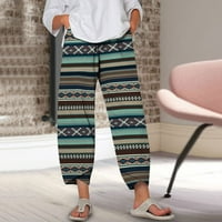 Duge pantalone za žene Žene Elastične struk hlače Cvjetne tiskane hlače za noge Ležerne prilike pamučne