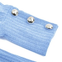 Modni ženski luk ovratnik čvrsti gumb rukav pleteni džemper topli vrh
