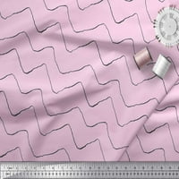 Soimoi Pink Japan Crepe satenski tkanini Umjetnički valovi Sažetak Ispis tkanina sa dvorištem