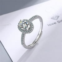 Prstenovi za žene sa bandru za angažman prsten za prsten za prsten čisto srebrni dijamant cirkonijski okrugli u kamenim prstenima
