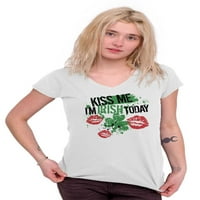 Poljubi me, ja sam irski dan ul Patrickov ženski majica V-izrez majica Brisco brendovi m
