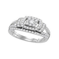 14kt bijeli zlatni dijamantski uokvireni klaster bridalni vjenčani prsten set CTTW
