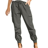 Ženske teretne pantalone sa džepovima Ležerne prilike labavih struka vučne struke