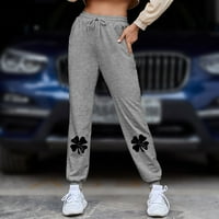 Ženske hlače Yoga listov ispis Sredinog visokog struka Jogger Elastična vježba s džepovima Slacks Sports