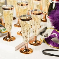Zlatne plastične čaše šampanjca - OZ Jednokratne nastave sa zlatnim granicom, savršenim za zabave i vjenčanja